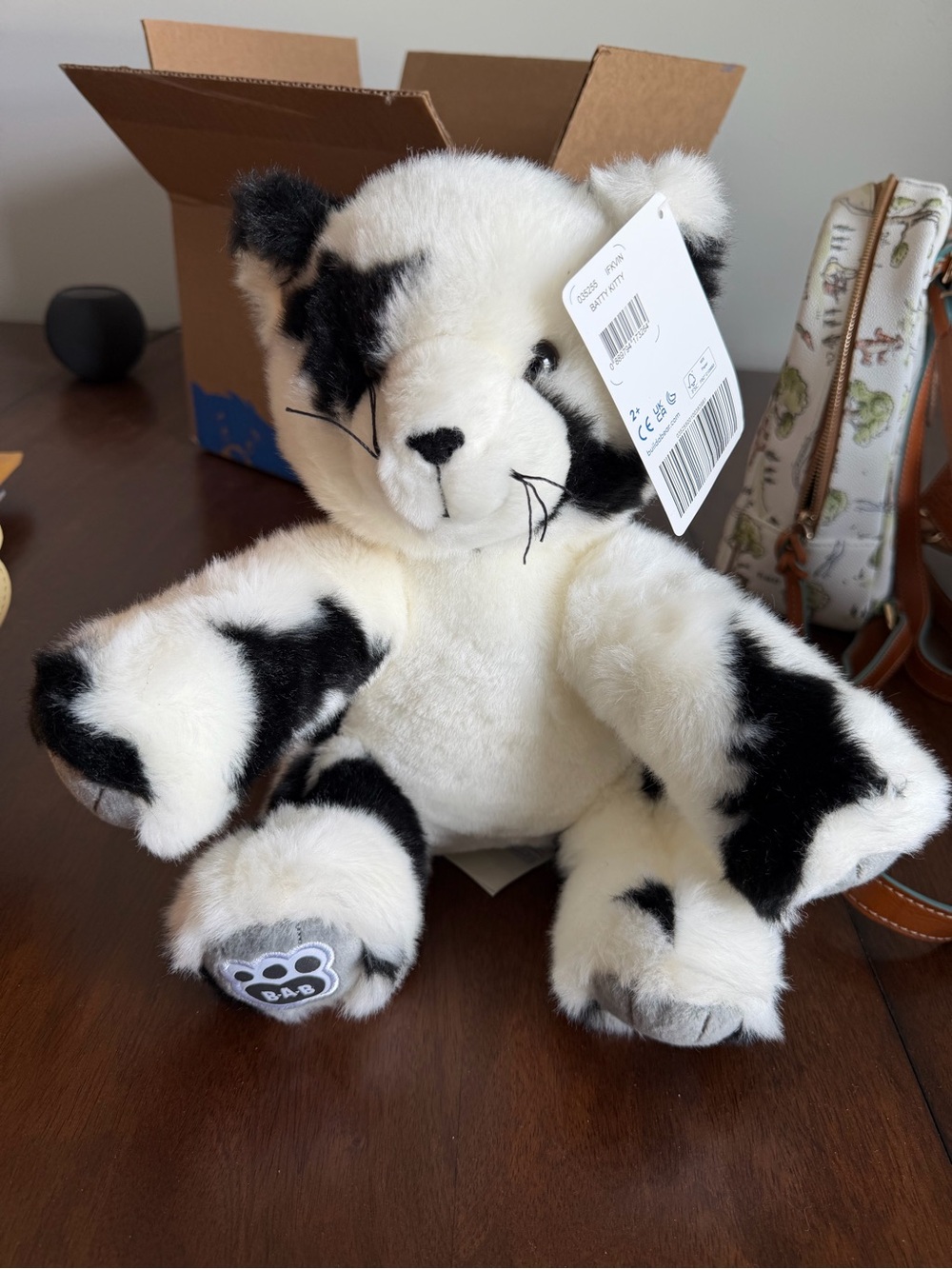 Build-A-Bear Workshop Batty Kitty Cat Plush Black/White